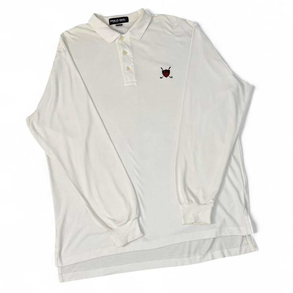 Y2K White Polo Golf Ralph Lauren long sleeve polo shirt - XL